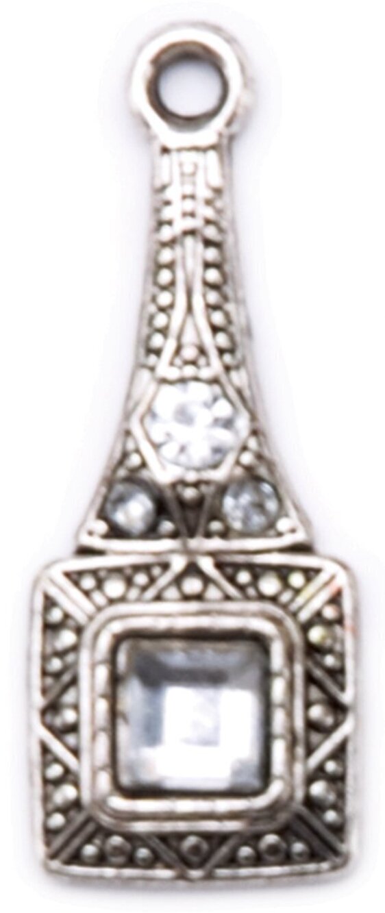 6164 Blue Moon Madame Delphine-Feets Metal Charms, Sq. Clear Drop, Antique